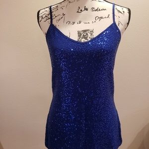 Express royal blue sequin tank top